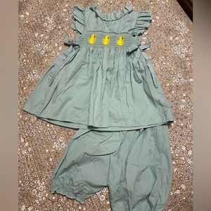 Kids Green Ruffle Duck Matching Set